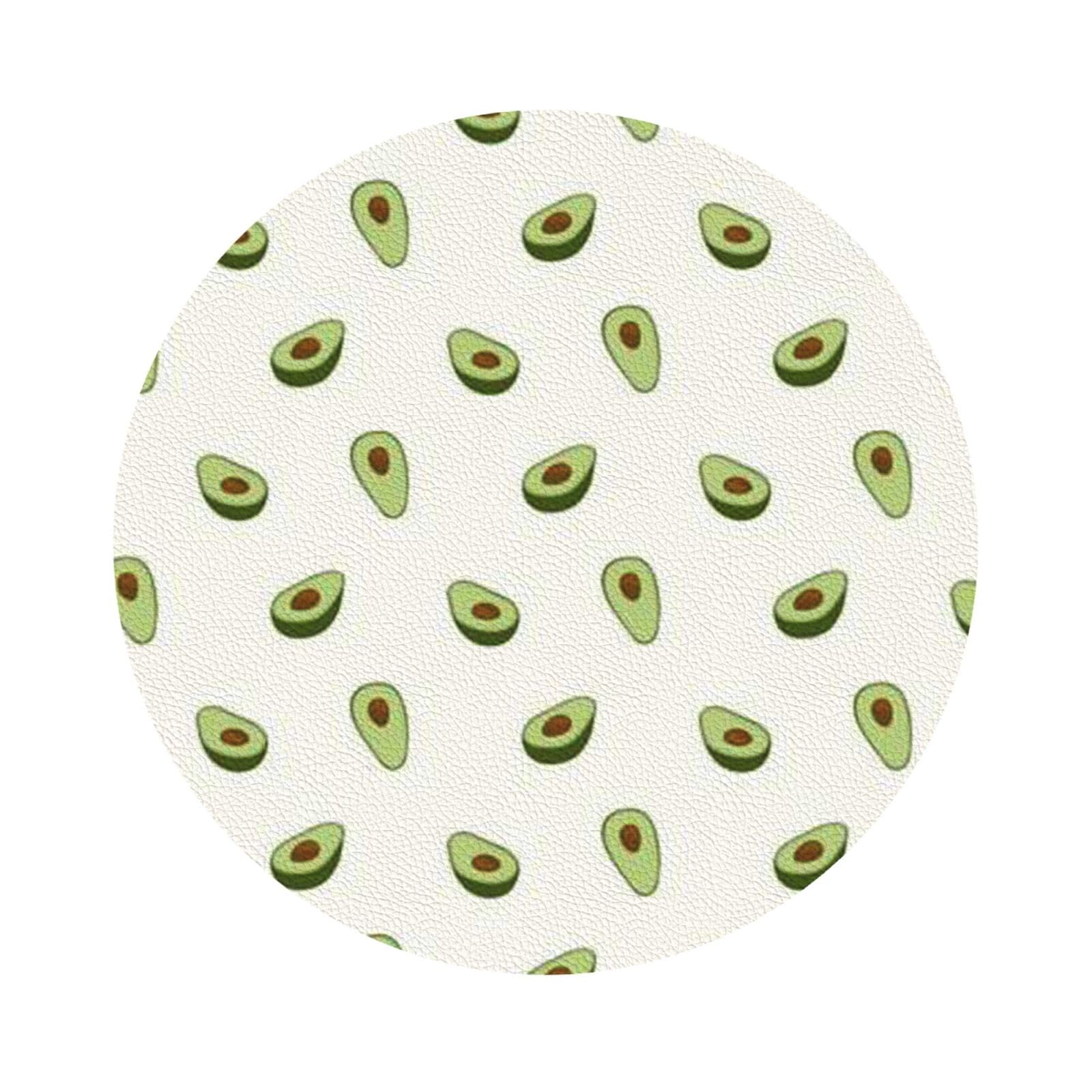 Avocado PU Leather Coasters Set of 6 Round Drink Coasters