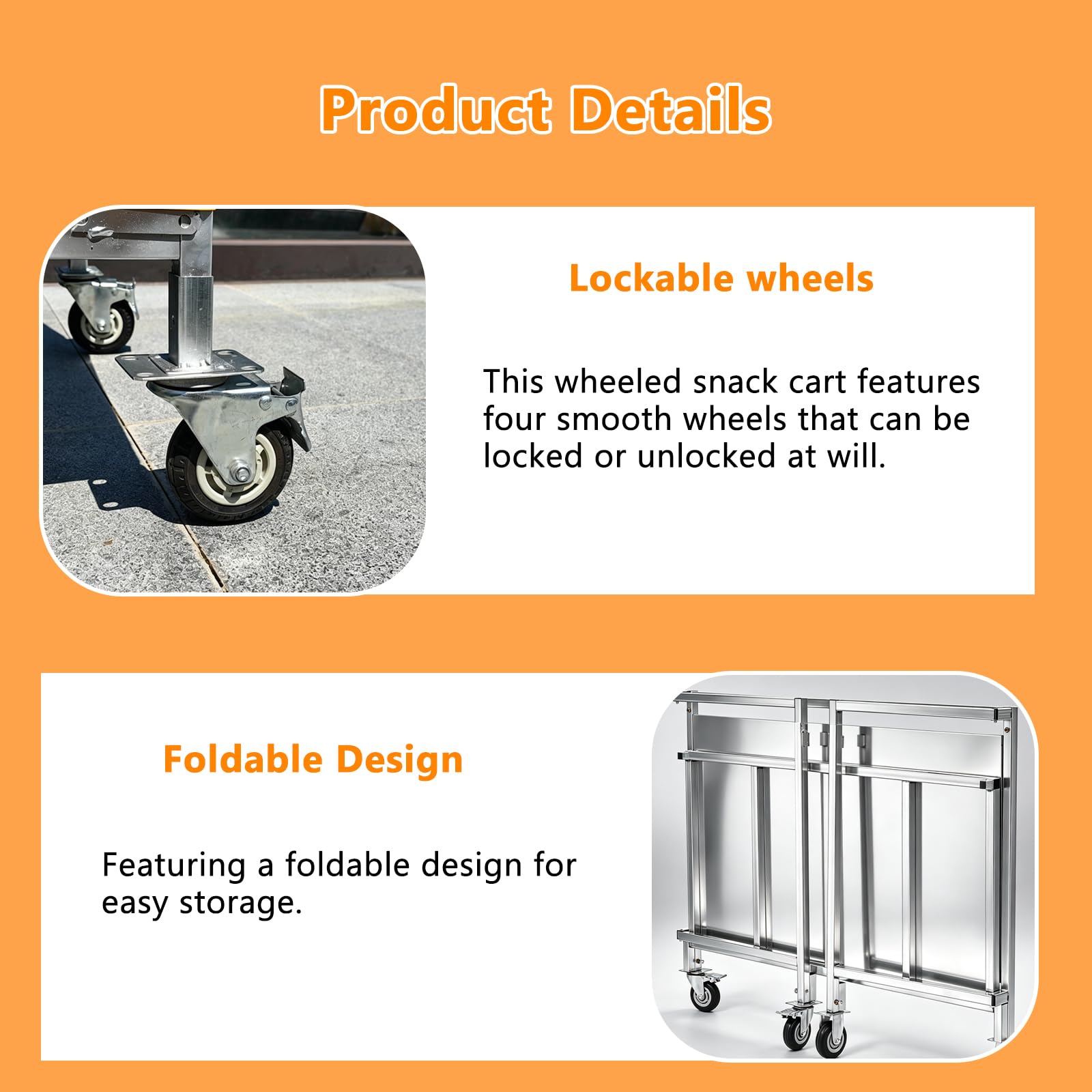Carrito Plegable móvil para vendedores ambulantes Carrito portátil de Dos Niveles con Ruedas con Freno para Puestos callejeros, mercados agrícolas y ferias de artesanía(Color:Azul)