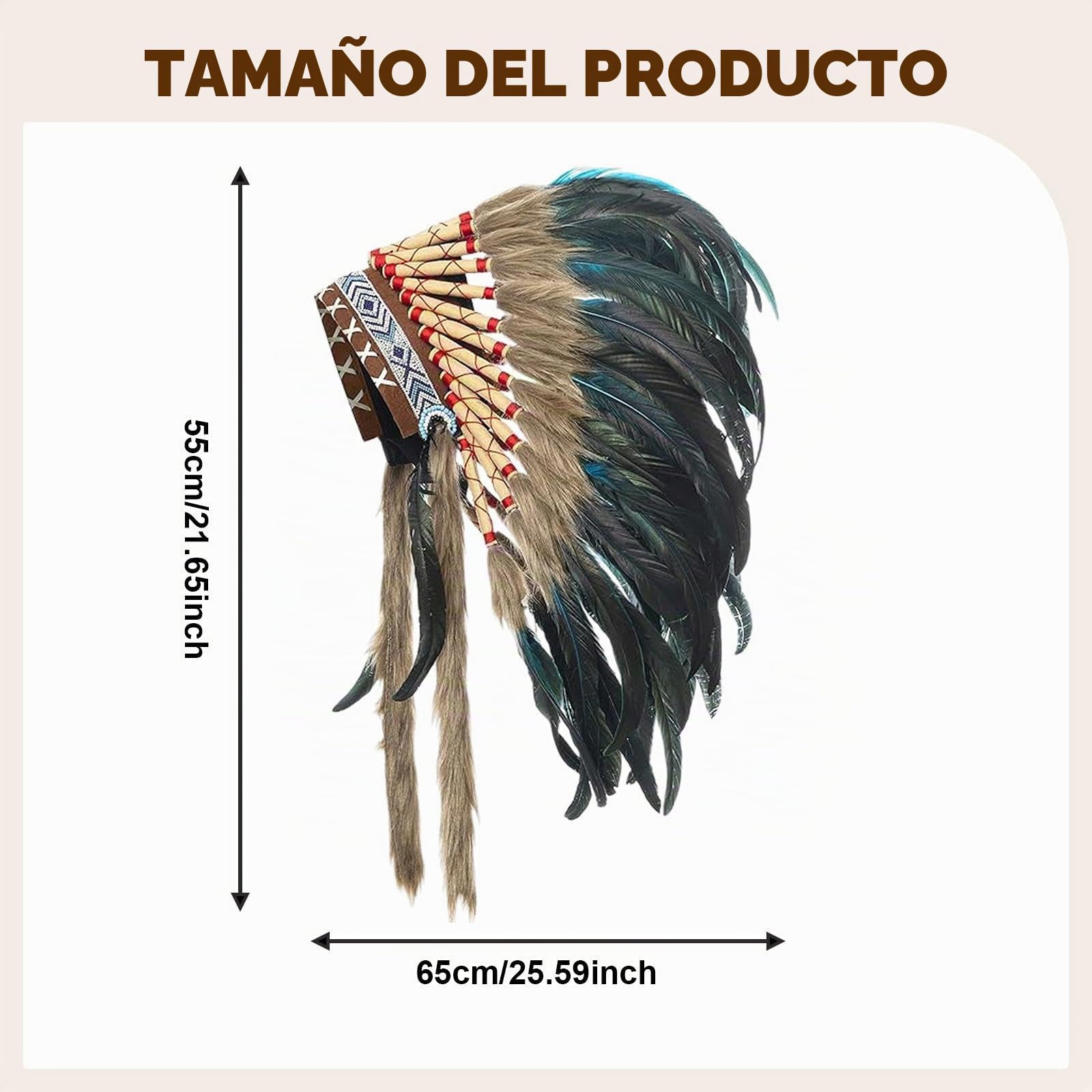 Tocado de Estilo Indio con Plumas para Accesorio de Fiesta y Carnaval