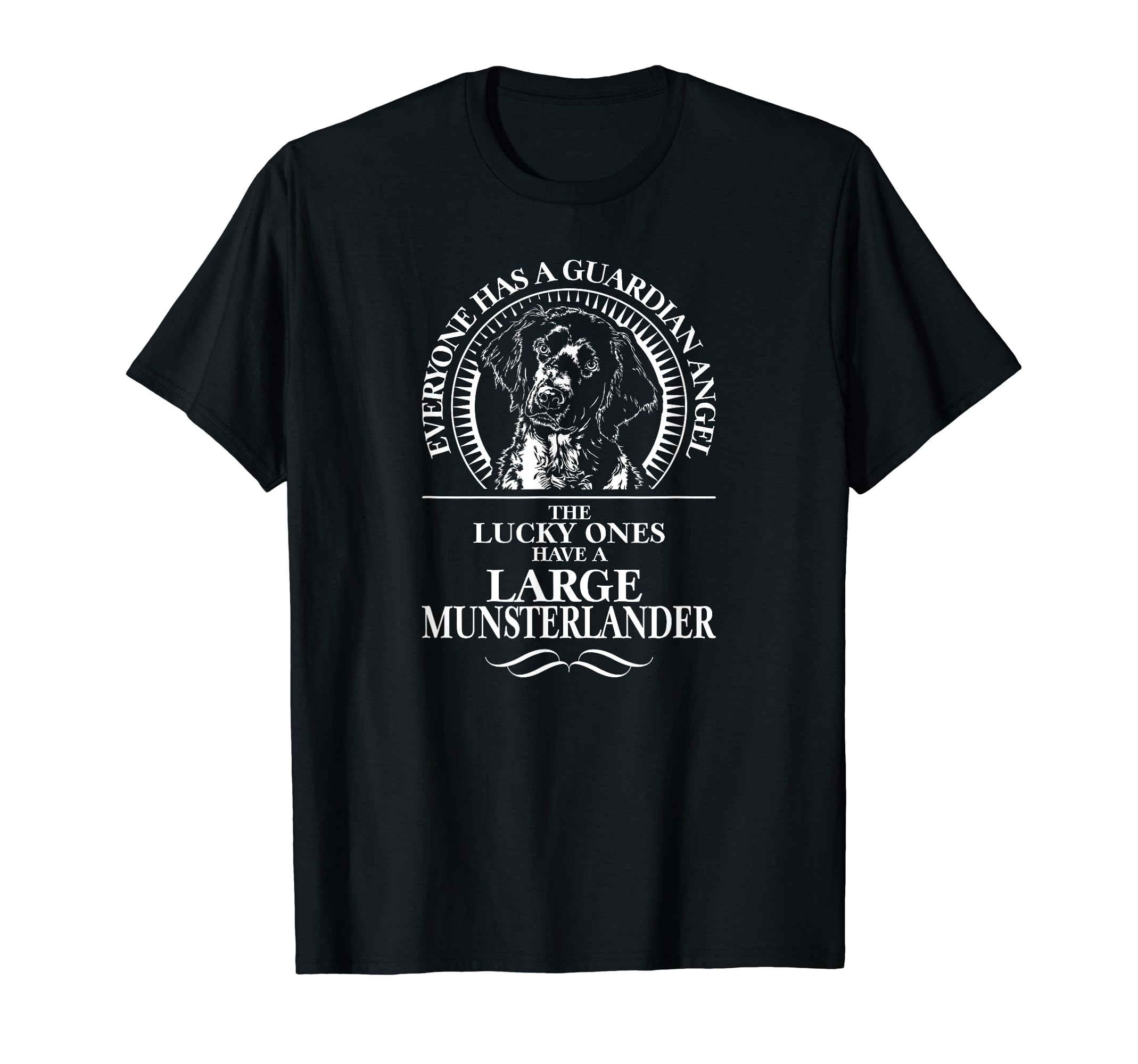 Large Munsterlander Guardian Angel Dog Saying T-Shirt, Black