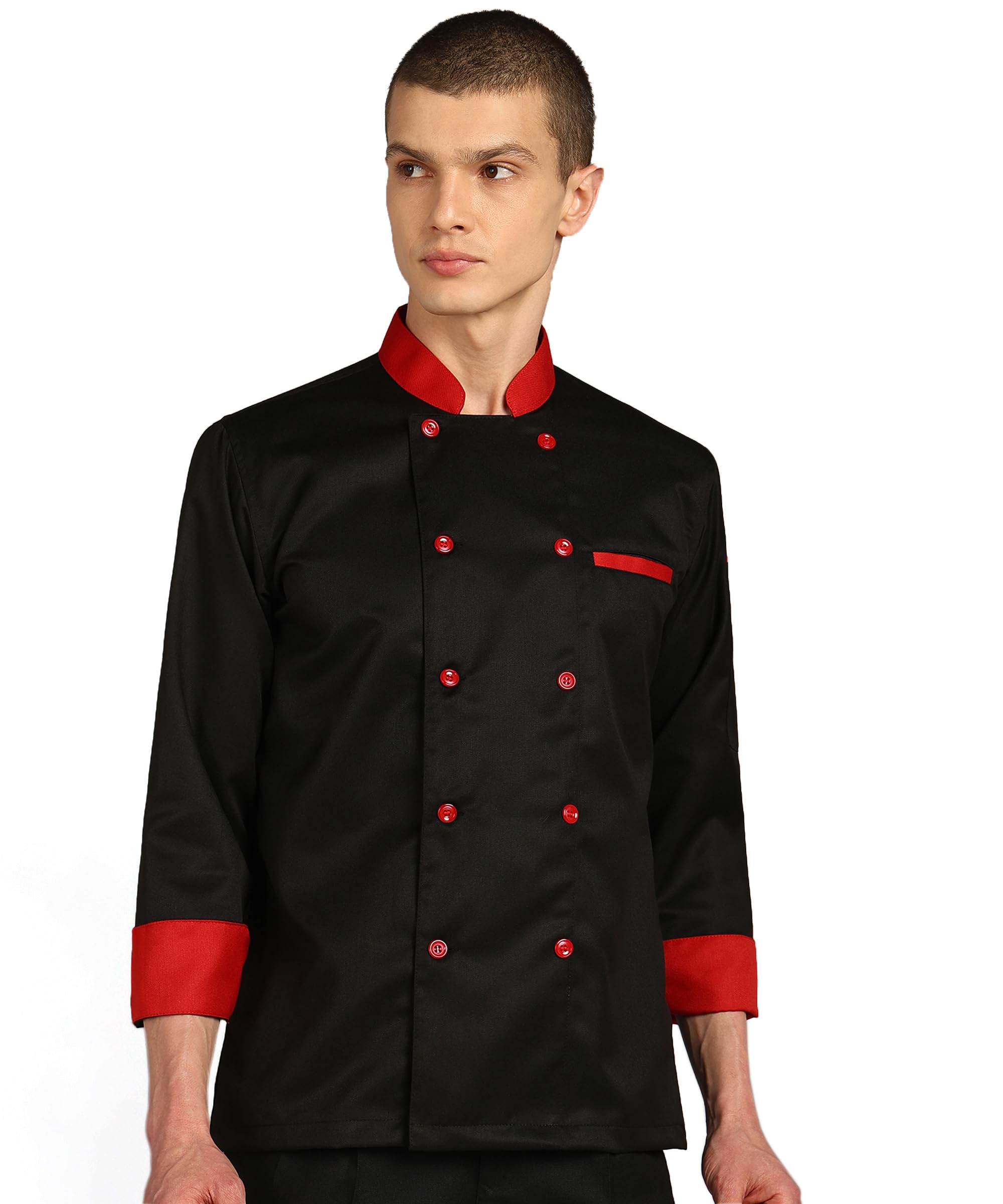 Premium Chef Coat for Men and Women Black Colour Red Contrast