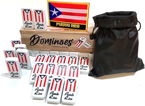 Miniatura 4 de Dominó y bolsa de viaje con bandera de Puerto Rico, regalos de recuerdos, juegos de tamaño grande, accesorios para adultos, juego premium de dominó