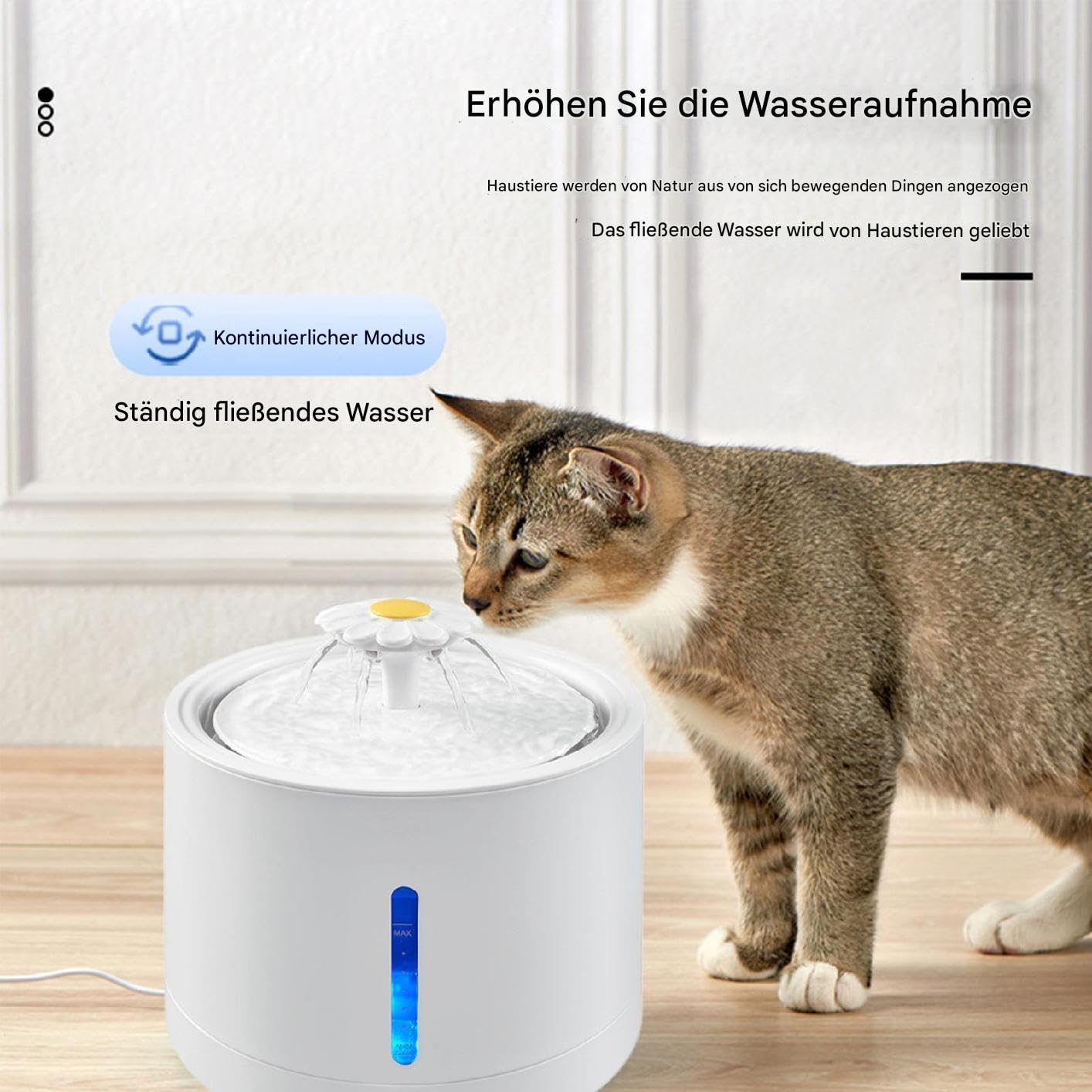 per gatti con dispenser d'acqua, ricaricabile, con automatica | 2 litri per abbeveratoio per gatti, ciotola per cani, gattini, fontana automatica per gatti e