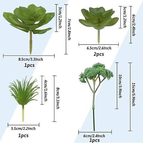 Miniatura 4 de Plantas suculentas verdes, 14 suculentas falsas verdes, mini suculentas artificiales para el hogar, terrario, pared, jardín, oficina, decoración