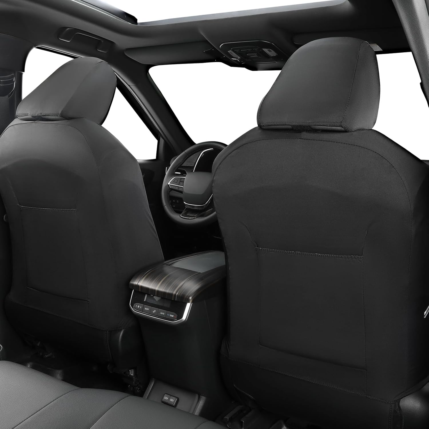 SOBONITO Leather Car Front Seat Covers,Bucket Heavy Duty Seat Protectors Universal Fit Civic Corolla Sorento Outback Ranger Mustang Blazer Cherokee,Compatible 95% Sedan SUV,Anti-Slip,2pcs Black