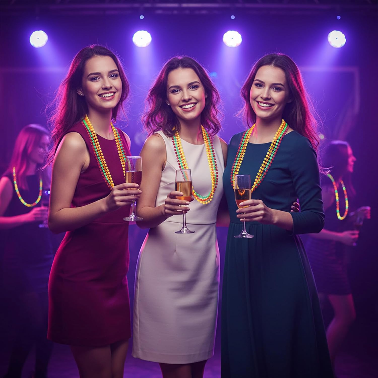 40 Pcs Glow In The Dark Beads Necklaces Bulk Party Supplies, 32'' Yellow Green Orange Purple UV Neon Necklaces, Glow Party Favors for Light Up Party Valentines Birthday Carnival Party Decorations