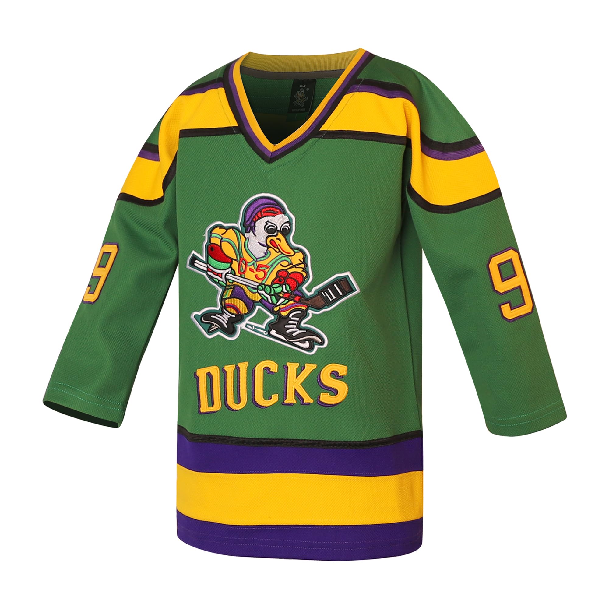Youth Ducks Jersey 96 Charlie Conway Adam Banks Mighty Duck Shirt Movie Ice Hockey Jersey for Boys' S-XL (Large,Youth 99 Green)