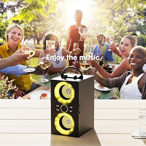Miniatura 5 de Altavoz Bluetooth portátil con TWS, luces, control remoto y soporte para teléfono, múltiples entradas para reproducción de música, subwoofer