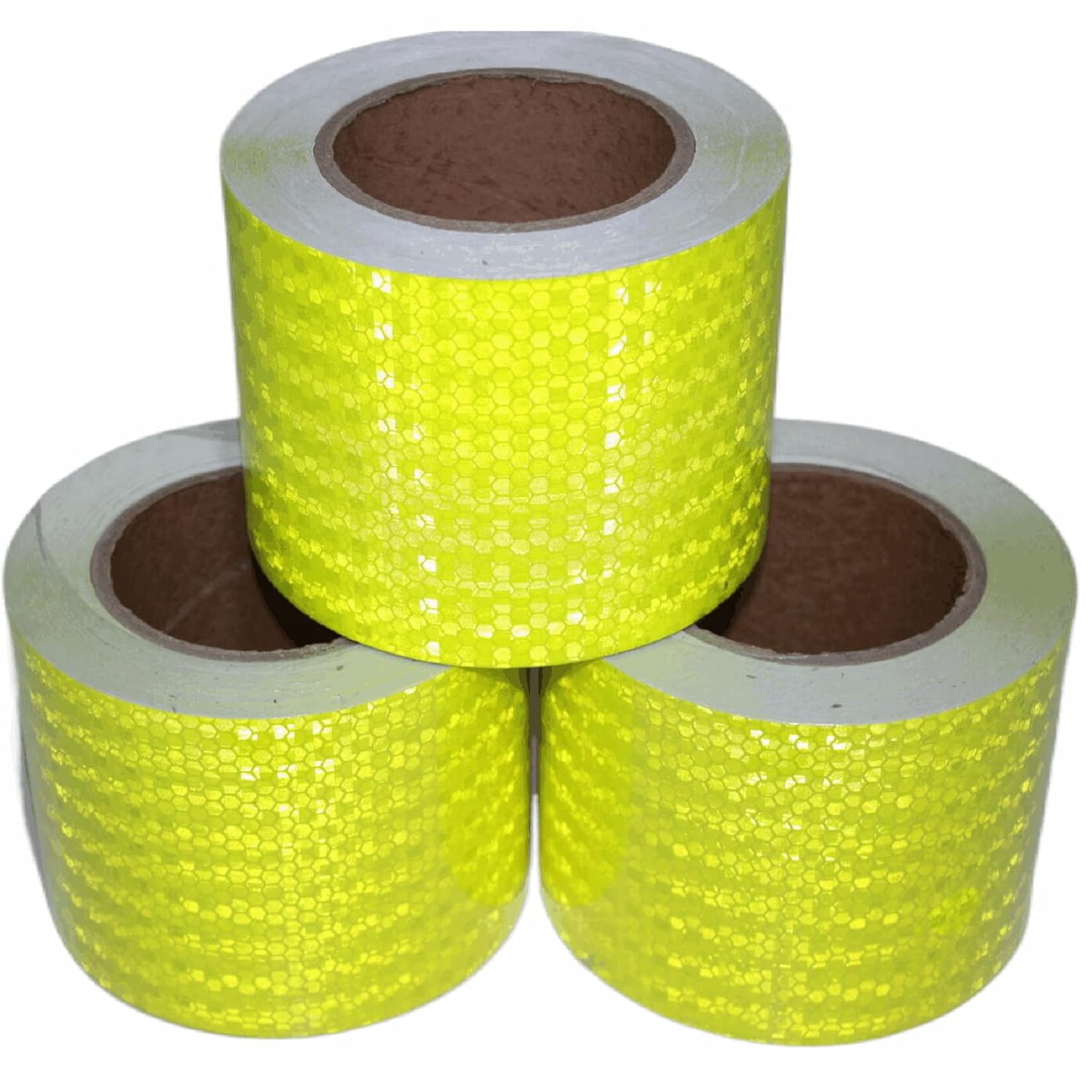 Reflective Tape Fluorescent 4 inch X 68 FT X 3 Rolls for Cars, High Intensity Reflector, Waterproof High Visibility Warning Safety Tape