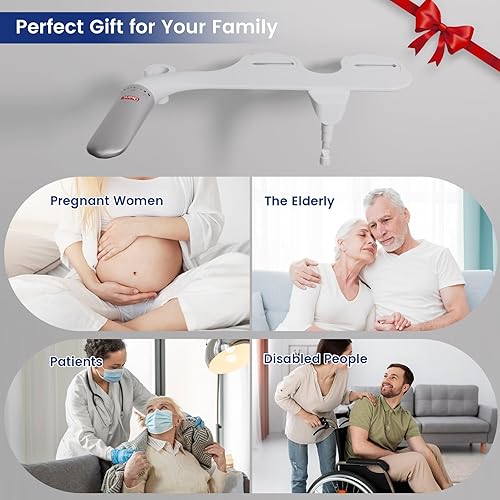 Miniatura 6 de DEANIC Accesorio de bidé 2 en 1 con rociador de bidé de baño de mano, boquilla de presión de agua ajustable ultrafina, rociador de mano no eléctrico