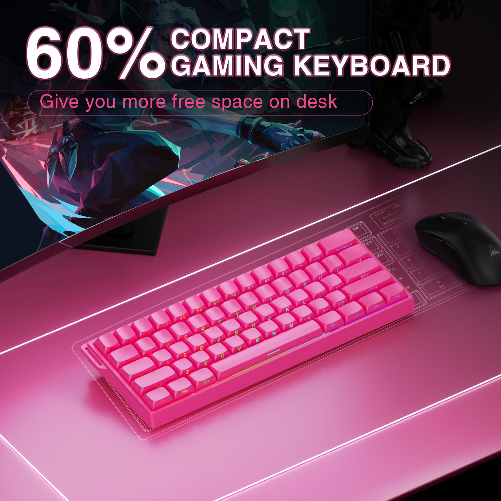 Amazon.com: AULA WIN60 HE PRO 60% Mechanical Gaming Keyboard