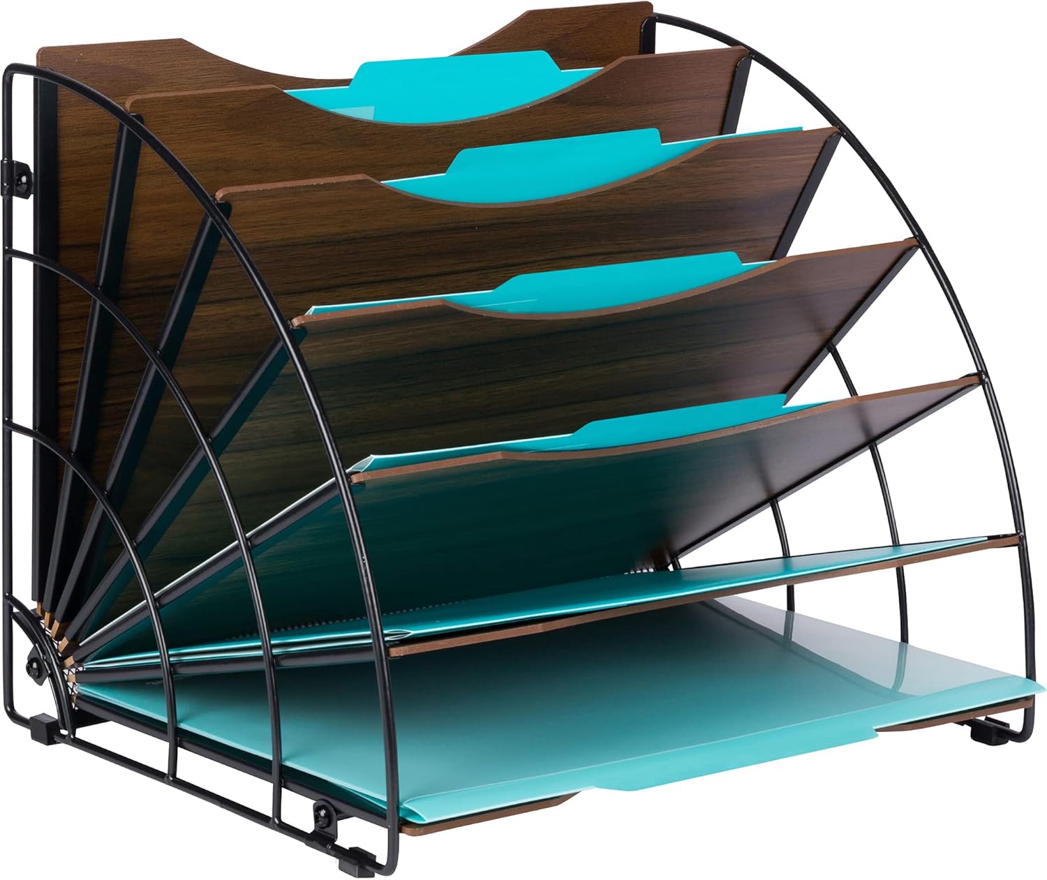 Fan Shaped Office Desk Organizers, 6 Compartments with