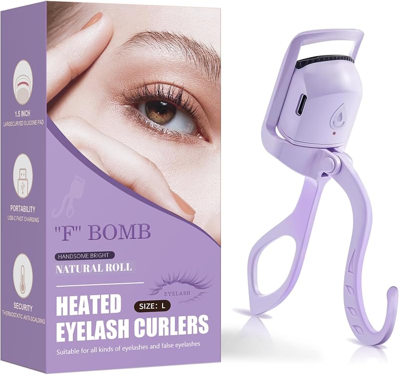 Curvador de Cílios Elétrico Aquecido em Formato C "F" BOMB Roxo