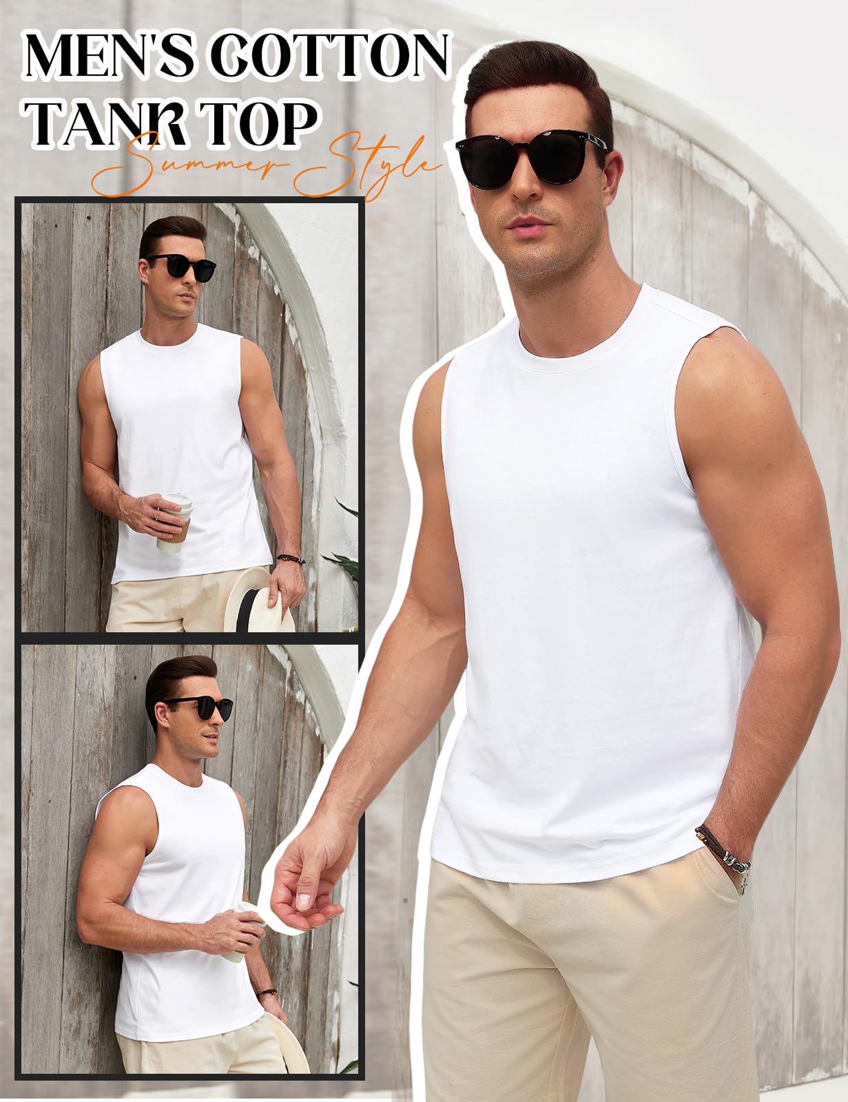 heekpek Debardeur Homme T-Shirt sans Manche Coton Tee Shirt Été Débardeurs Sport Imprimé Hawaïenne Fitness Running Tops