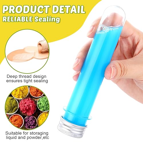 Miniatura 3 de Dandat 50 tubos de ensayo de plástico transparente de 1.4 fl oz con tapas de rosca de 1.1 x 5.5 pulgadas, tubos de dulces de Halloween, contenedor