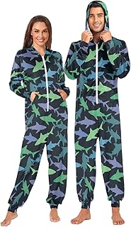 Pijama con capucha de tiburones coloridos para adultos, disfraz de Halloween, Navidad, cosplay, ropa de dormir