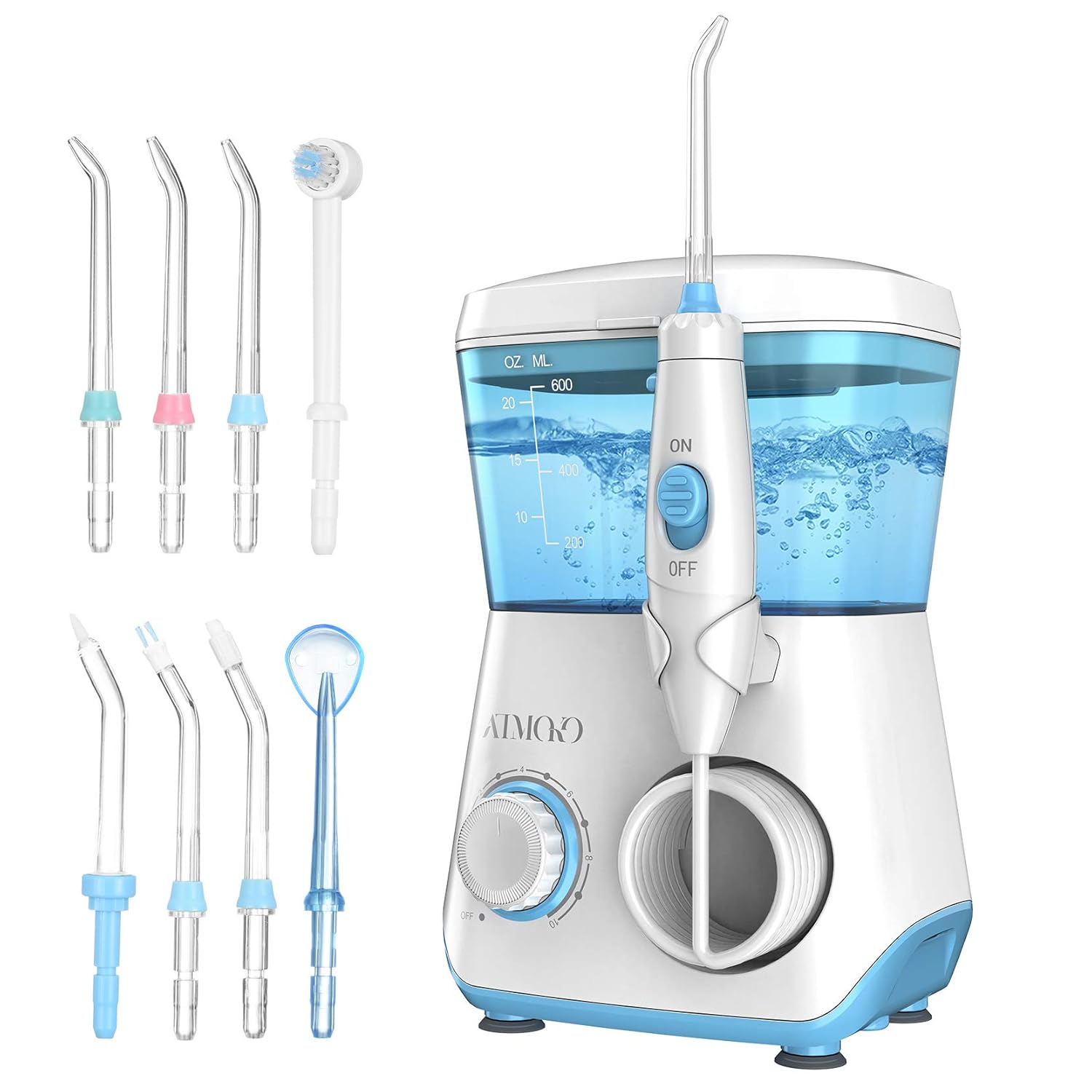 ATMOKO Dental Water Flossers for Teeth Cleaning with 8 Multifunctional Jet Tips, 600ml Capacity, Professional ertop Oral Irrigator for Braces Care,Teeth Cleaner, Quiet Design, Black: Beauty