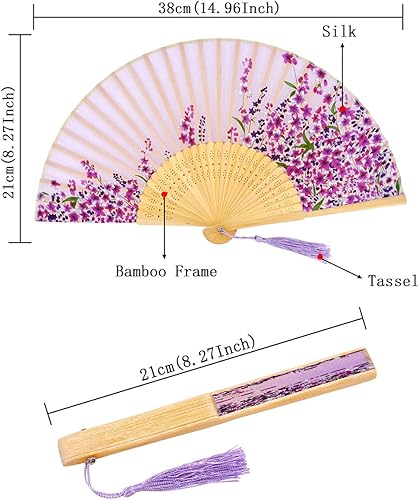 Miniatura 6 de Abanico plegable de bolsillo de Amajiji, hecho a mano, de seda, de 8.27, elegante y moderno