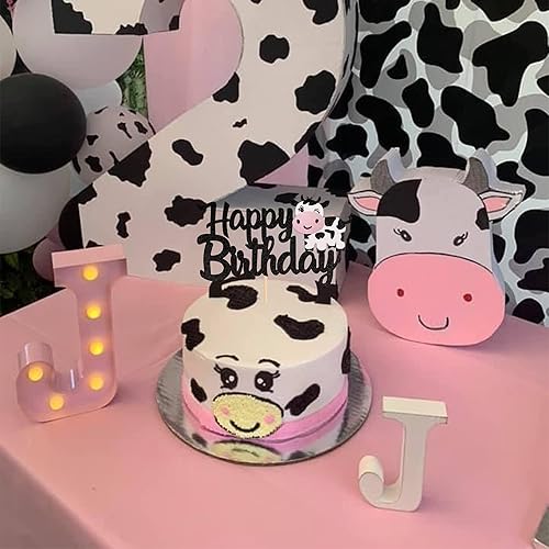 Miniatura 19 de 24 piezas de adornos de vaca para cupcakes con purpurina de animales de granja Moo Cupcake Picks Cow Theme Baby Shower Kids Birthday Party Cake