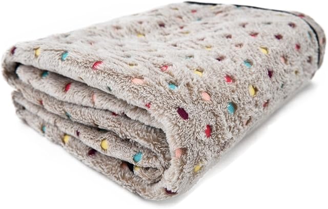 PAWZ Road Pet Dog Blanket Fluffy Fleece Fabric Soft and Cute Warm Dot Print Blanket Washable for Cats and Dogs Beige L:140 * 100cm