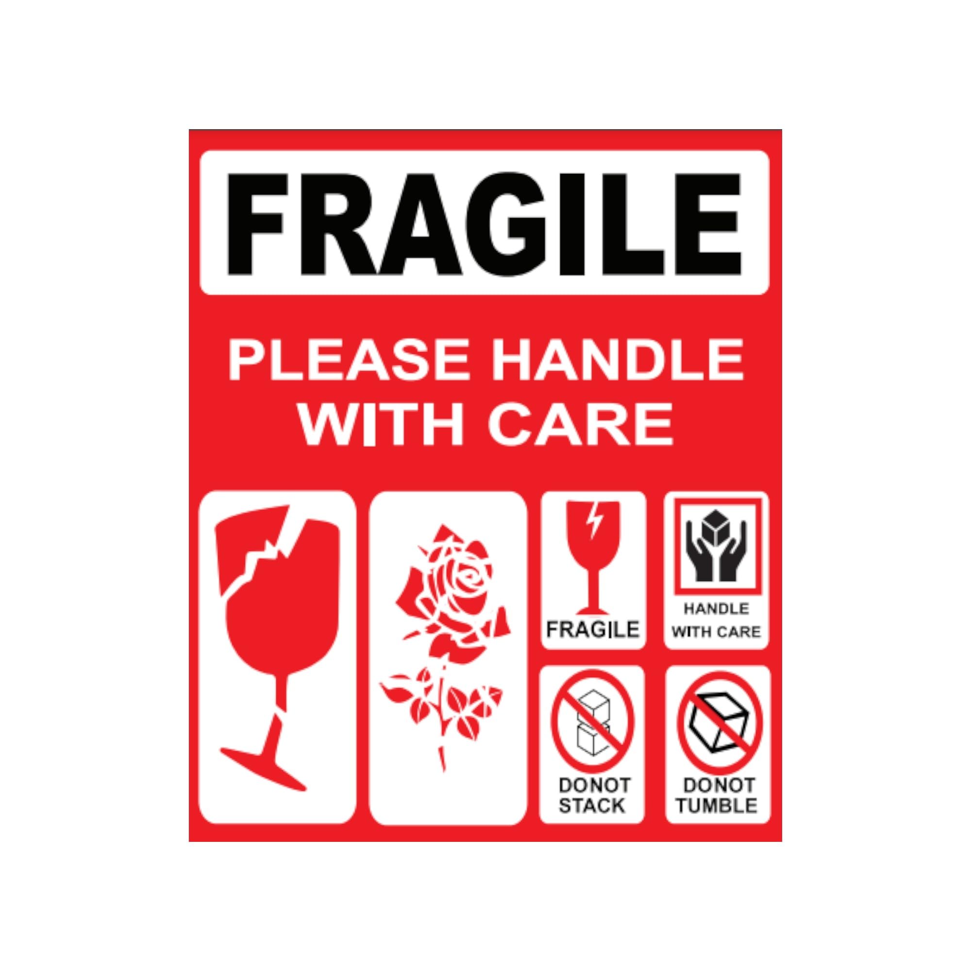 X Large Size 20 x 14cm Red Fragile Warning Label Adhesive Stickers 5pcs, Handle With Care, Great for Safe Shipping Packing of Goods with Clear Large Font Text easy to protect and recognize your goods