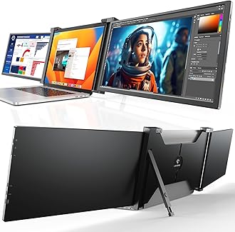 LIMINK S9 15.6" Large Portable Triple Monitor for 15.6-19" Laptops | Attachable Laptop 3 Screen Display Extender | FHD 1080P 100% sRGB | 300 Nits | USB-C & HDMI | Wins & MacOS | Come with Bag | Black