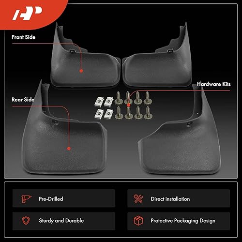 Miniatura 3 de A-Premium Juego de 4 piezas de aletas para guardabarros con kits de herrajes compatibles con Jeep Grand Cherokee 2005-2010, utilitario deportivo,