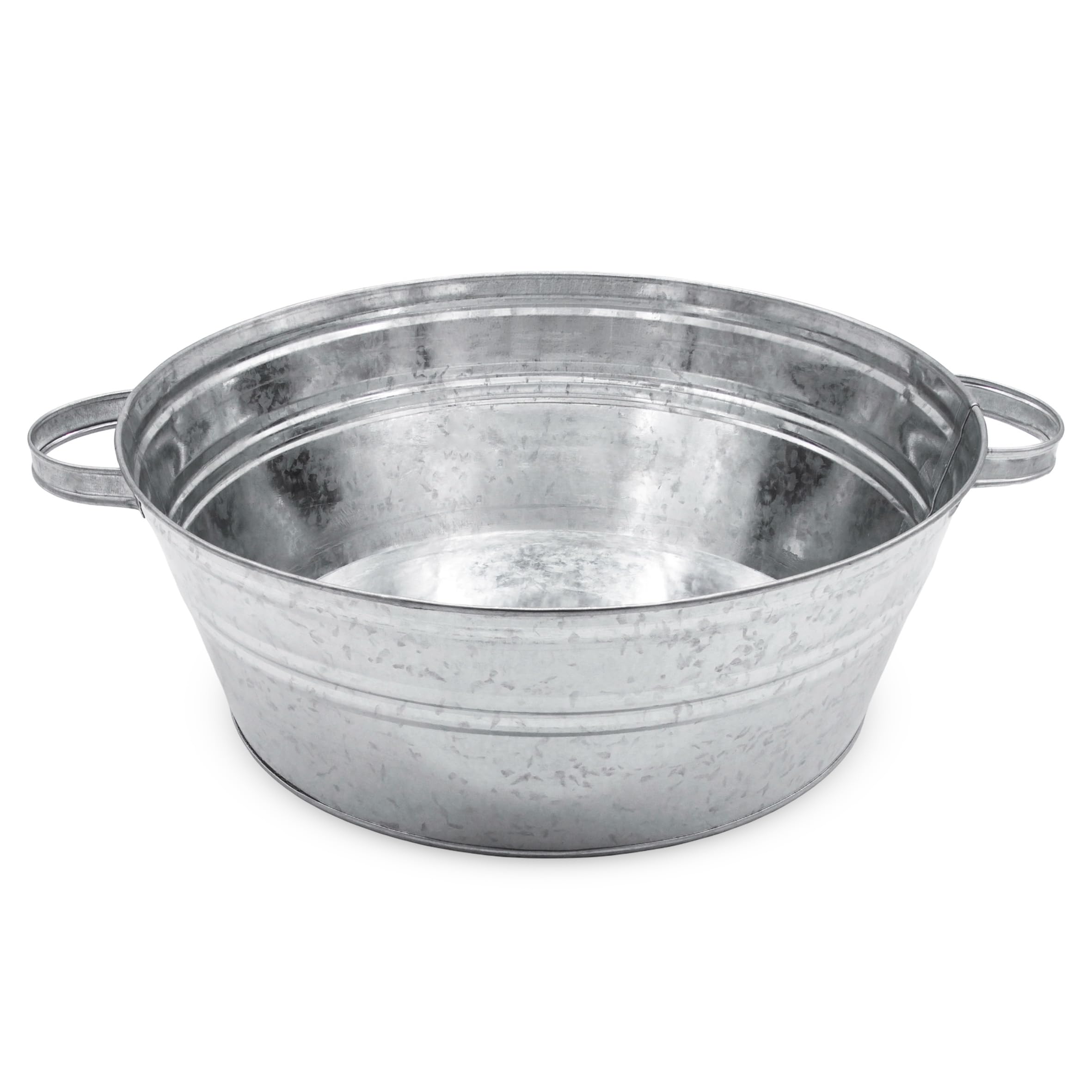 Spetebo Macetero de zinc, 13 litros, metal plateado, 40 x 14 cm, con asas | Macetero para flores, mini estanque ornamental, jardín, cuenco decorativo