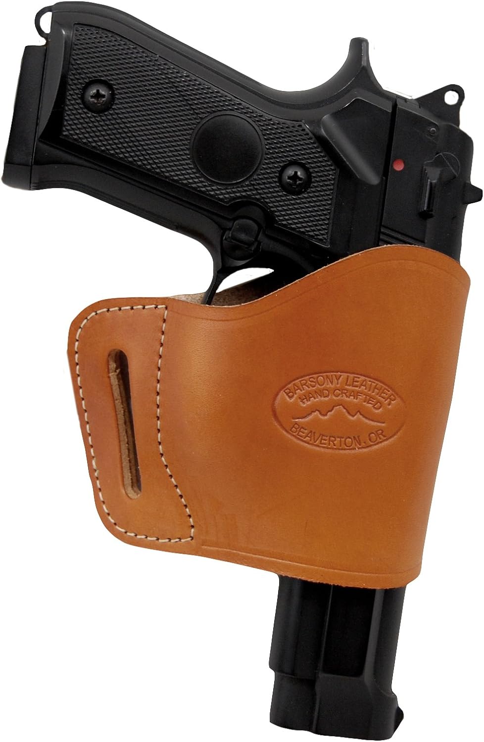 Barsony New Saddle Tan Leather Yaqui Style Gun OWB Holster for Full Size 9mm 40 45