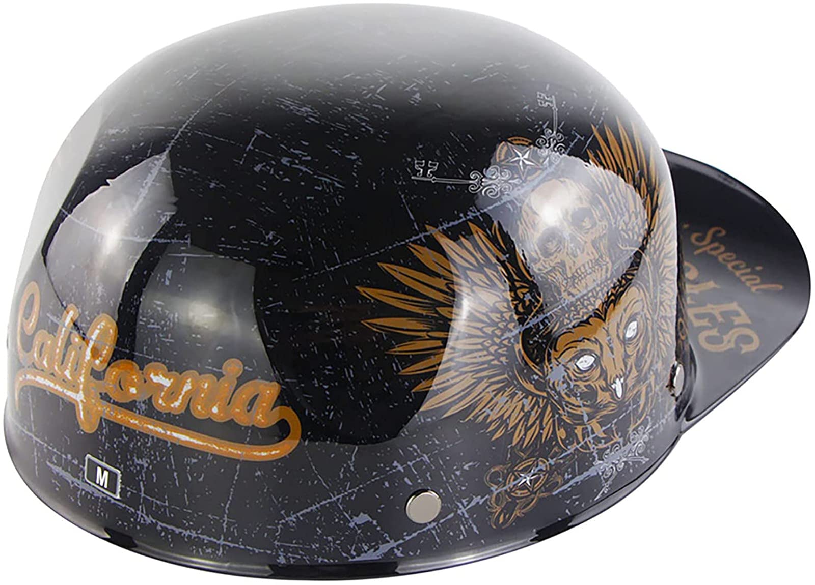 Vintage Motorhelm Volwassenen Skull Cap Open-Face Motorfiets Retro Half Helm Baseball Cap DOT gecertificeerd voor Scooter Bromfiets Mannen en Vrouwen Street Cruiser Jet Style Helm