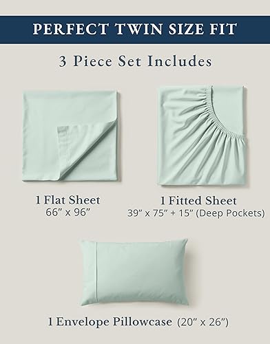 Vista 4 de LANE LINEN 100% Organic Cotton Twin Bed Sheet Set, Soft & Comfy Low Pill Fade Resistant Machine Wash Reinforsed French Seam Sustainably Produced Eco