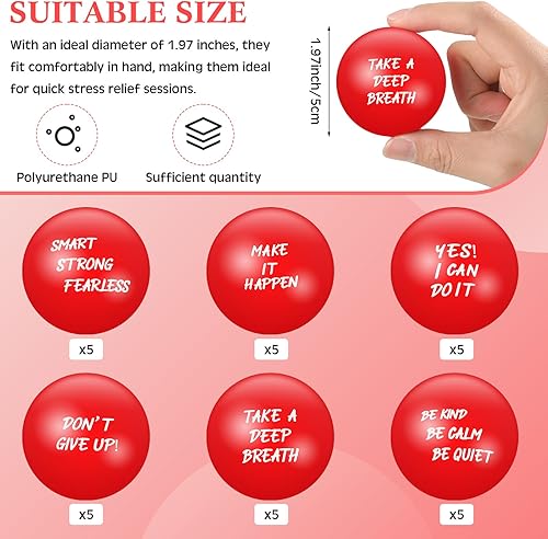 Miniatura 3 de Syhood 90 regalos motivacionales a granel incluye 30 bolas inspiradoras de estrés de 1.97 pulgadas a granel, 30 pulseras de silicona motivacionales