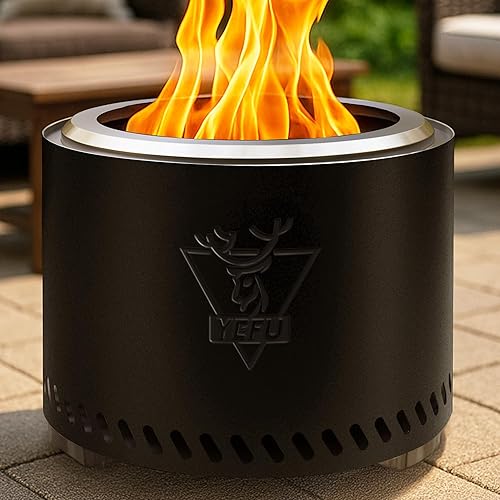 YEFU Fire Pit with Removable Ash-Pan: Smokeless Firepit 304 Stainless