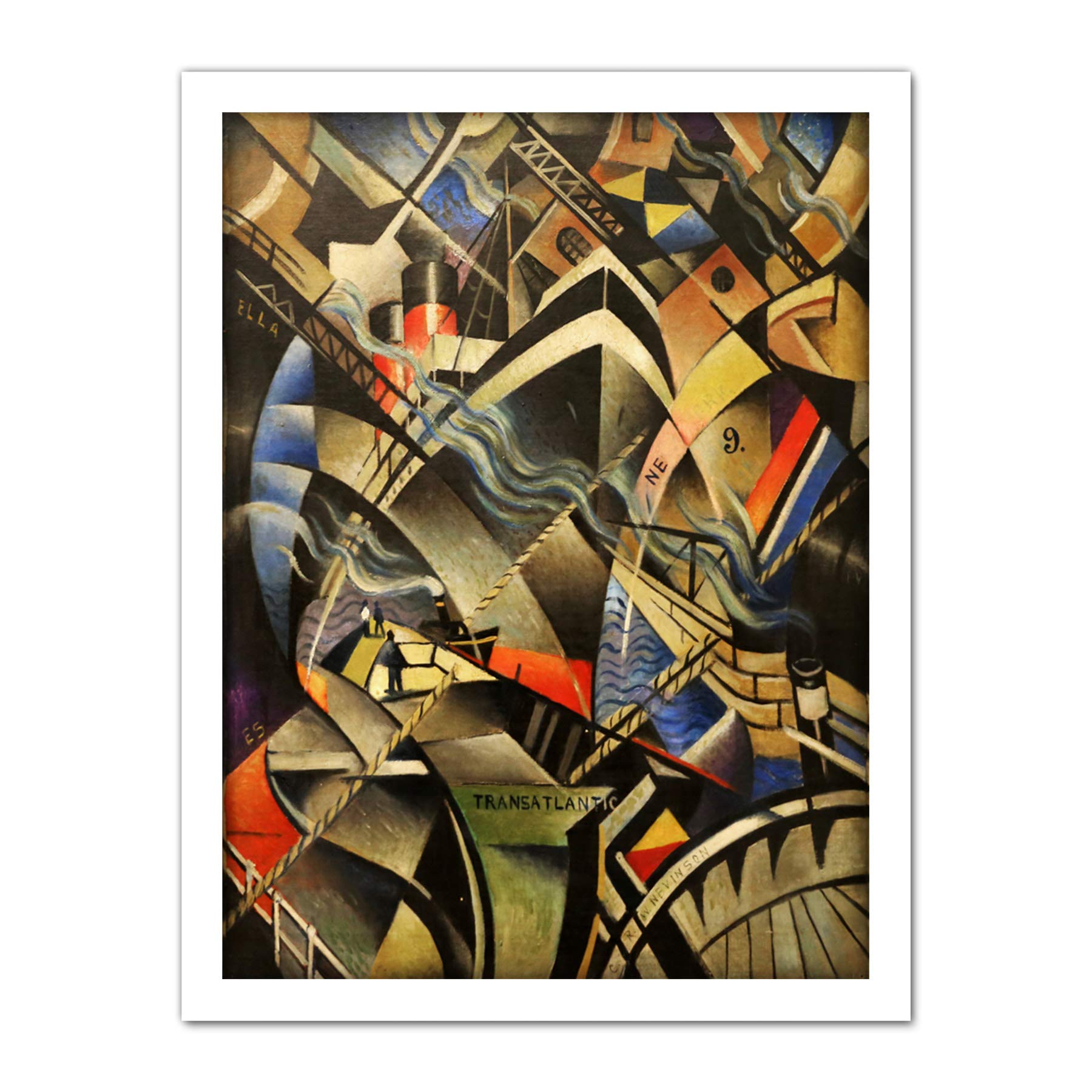 Framed Art Print - Nevinson The Arrival Abstract Futurist Painting - Large Wall Décor - W18 inch x H24 inch - Artery8