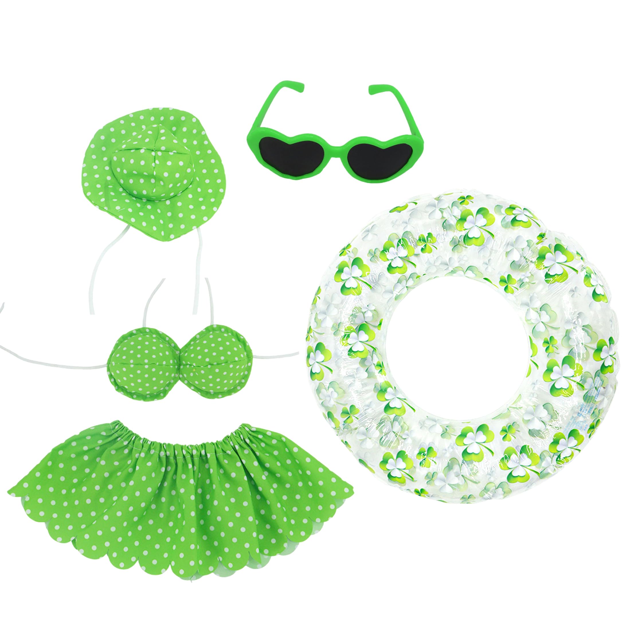 Otbushit Porch Geese Summer Outfit, Waterproof Raincoat-style Bikini & Swim Ring Costume for Yard Decor, Green, Summer Porch Geese Outfit