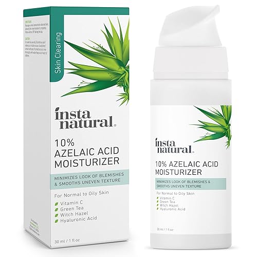 InstaNatural Hidratante 10 ácido azelaico hidratante facial con vitamina C ácido hialurónico extracto de té verde y hamamelis para roscesea piel