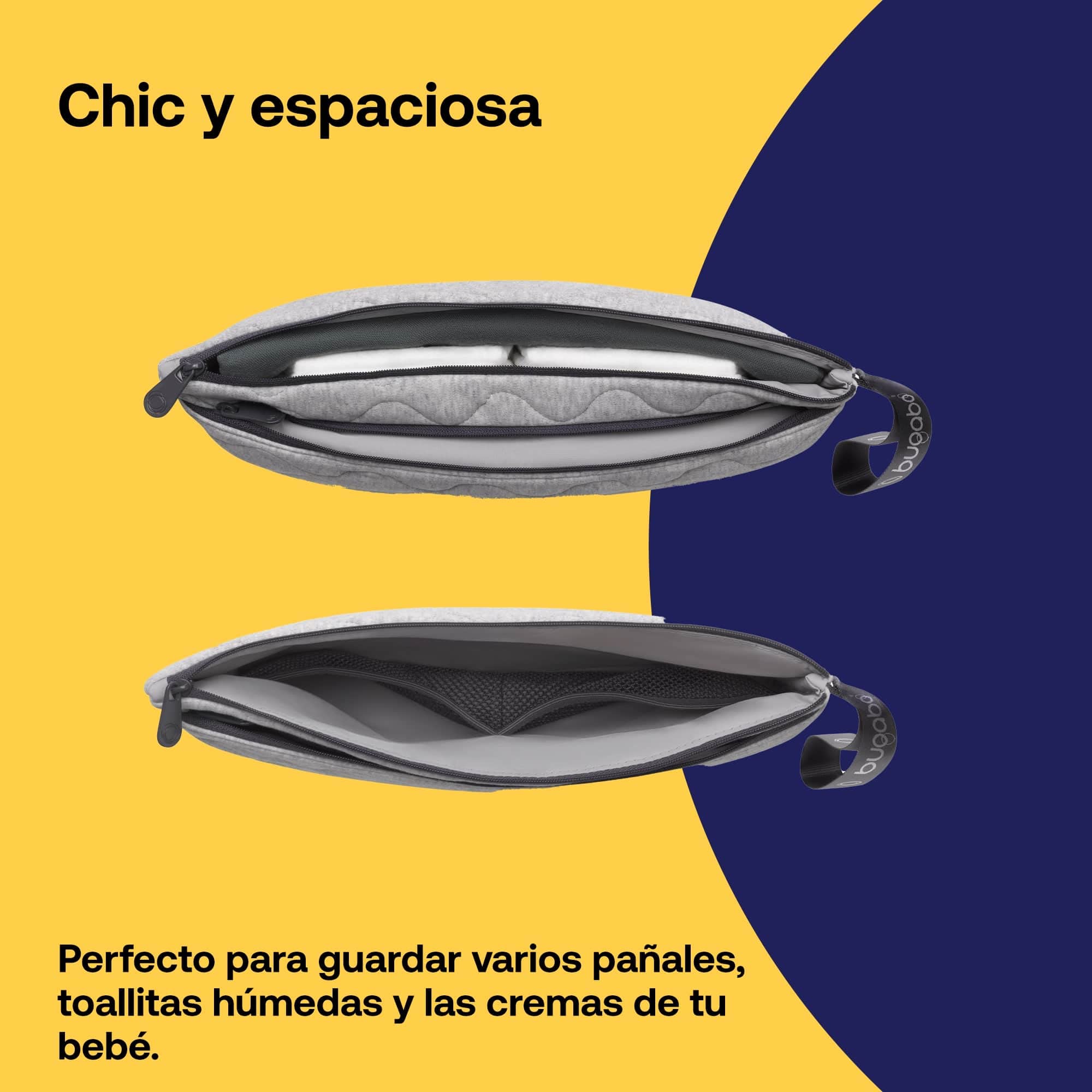 Bugaboo Bolso de Mano con Cambiador Acolchado Extraíble, Impermeable y Fácil de Limpiar para Cambiar Pañales Fuera de Casa en Light Grey Mélange