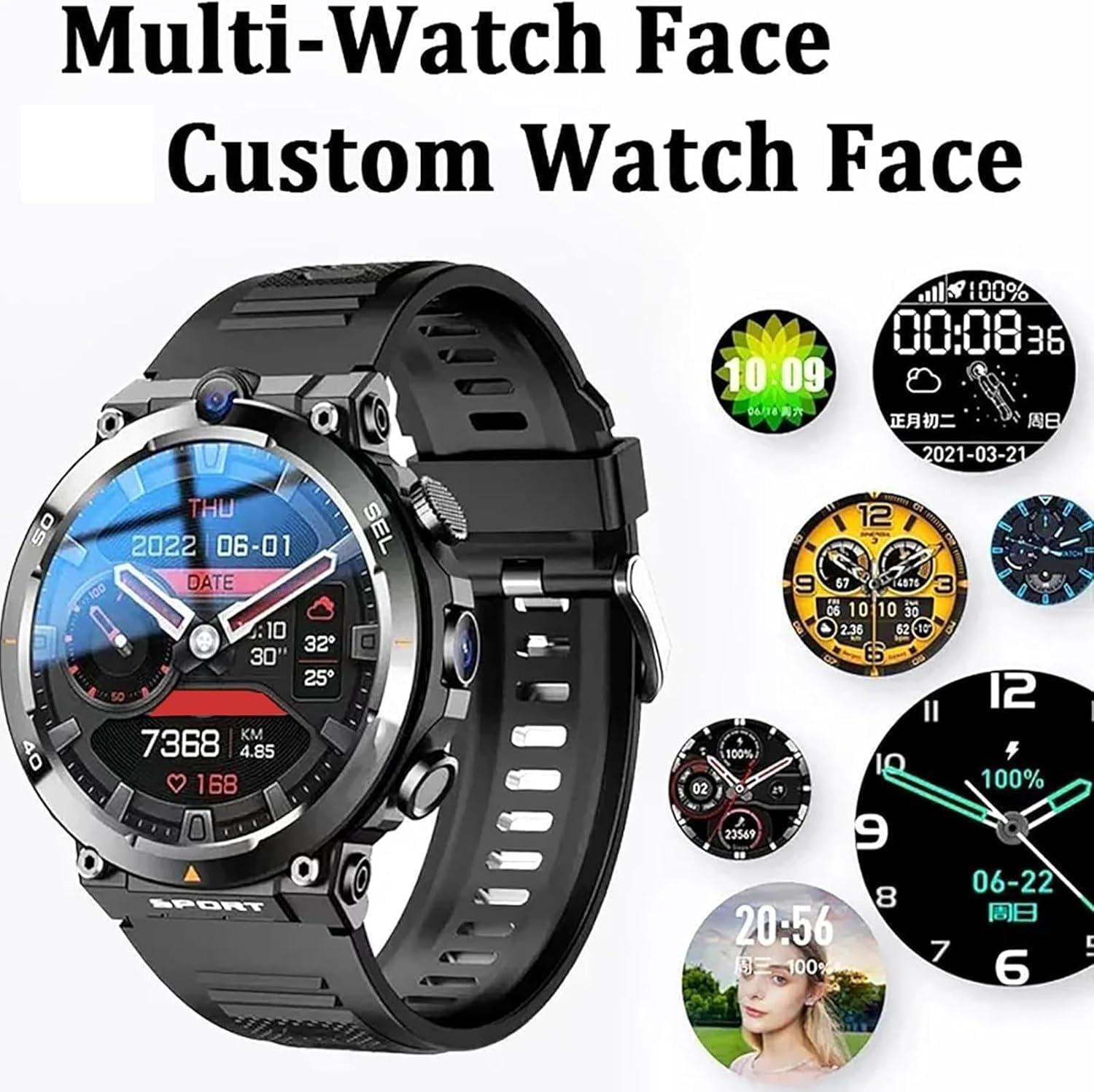 Karta Sim 4g Smartwatch, Okrągły Ekran 1,39 Cala/Podwójny Aparat/Z Tętnem/Ultra Cienki Korpus/Pozycjonowanie Nfc, Prezenty Dla Mężczyzn