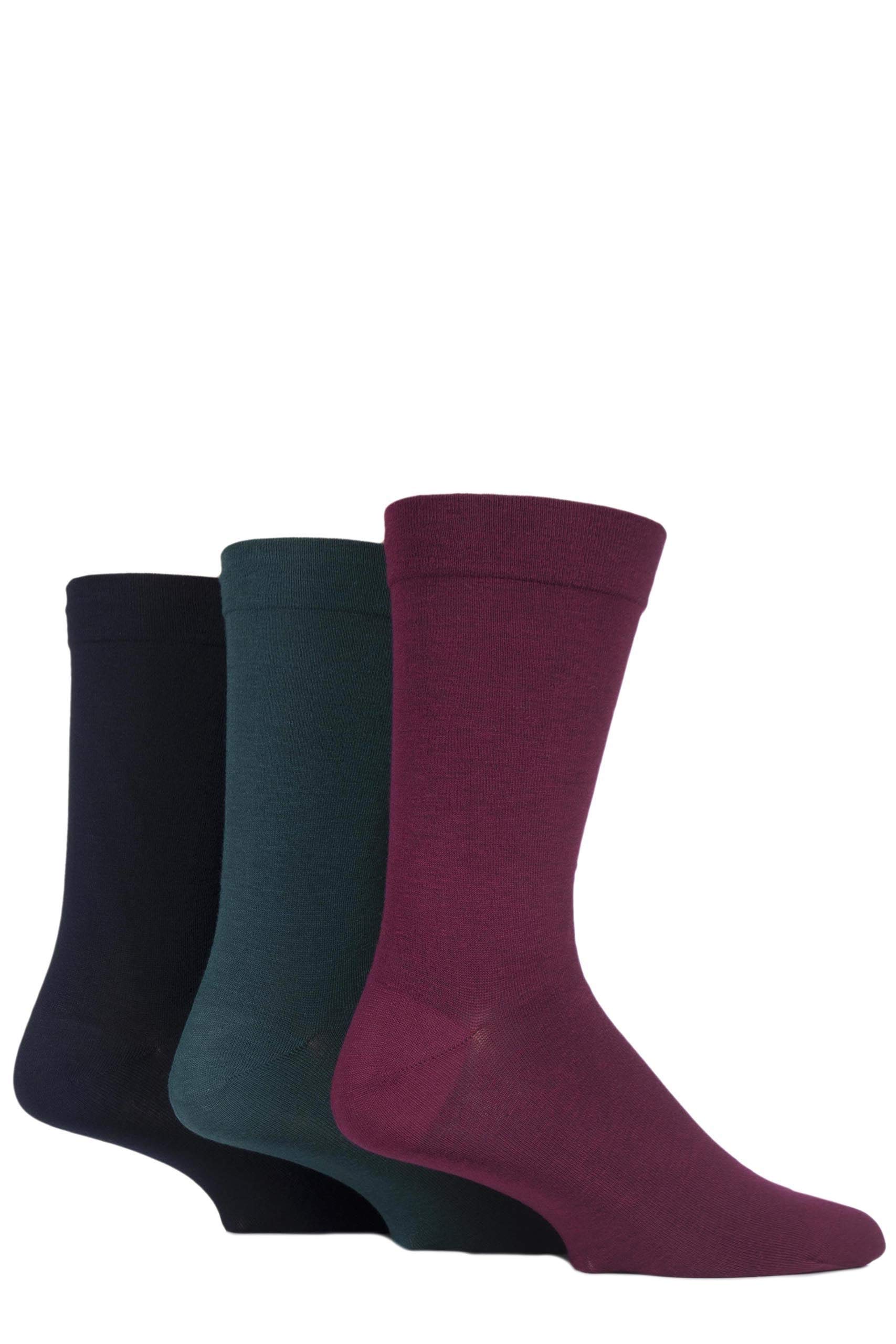 Sockshop Men's Royals Comfort Cuff Socks - Striped And Plain Soft Breathable & Cooling Bamboo Material Multipack Of 3 Pairs 7-11