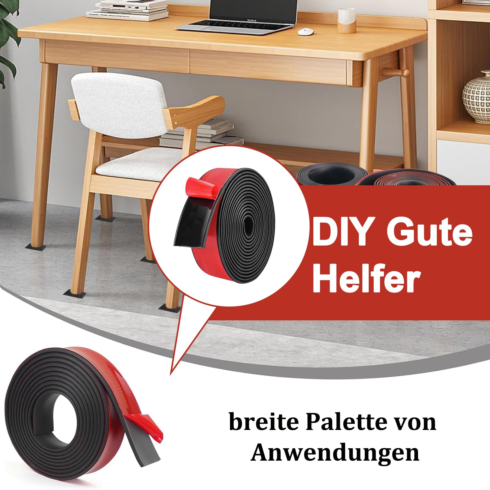 Gummistreifen Selbstklebend 3m X 40mm X 2mm – Neopren Gummidichtung Antirutsch