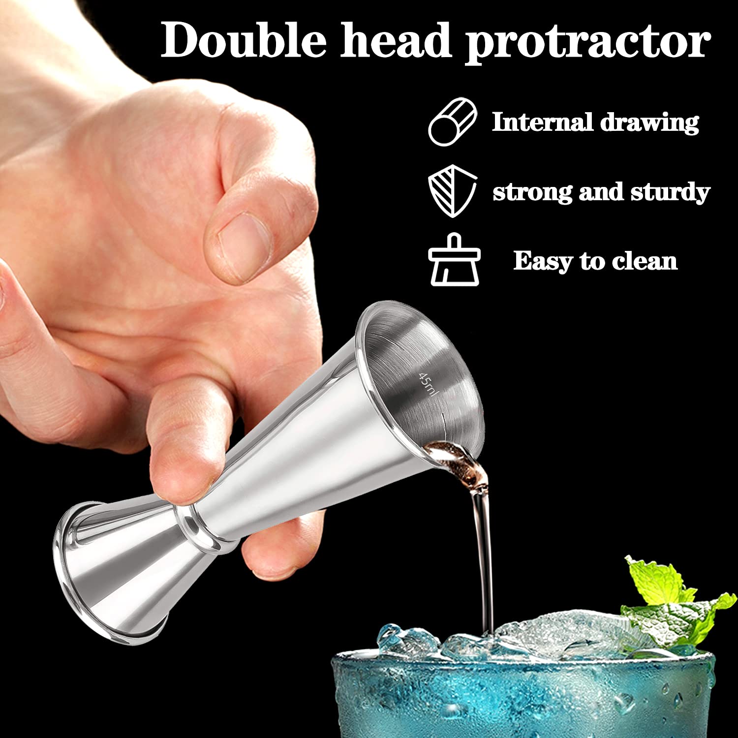 Jigger Giapponese Per Cocktail - In Acciaio Inox 304, Doppia Misura 30/60 Ml, Con Beccucci, Per Baristi - Foto 6