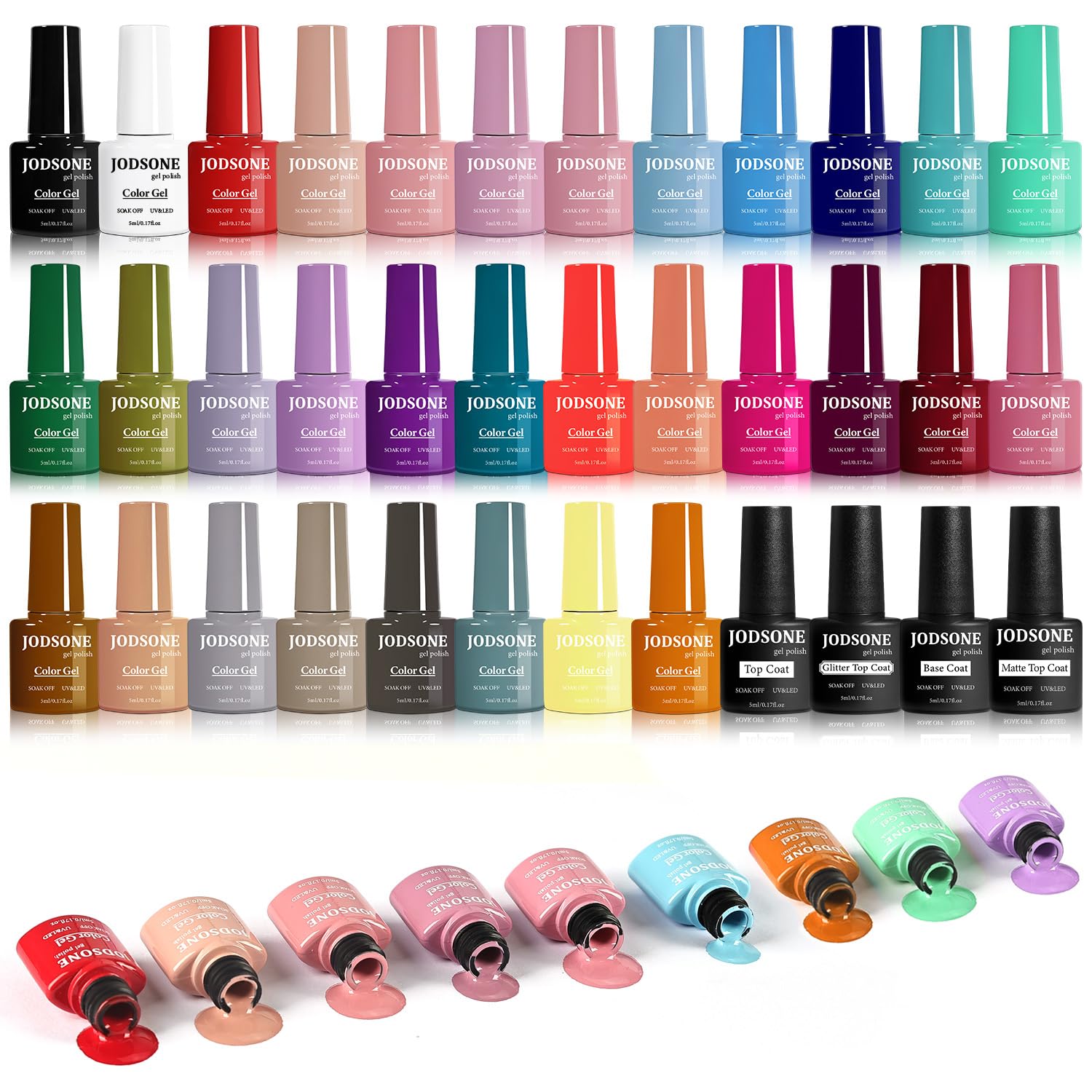 JODSONE 36 PCS Gel Nail Polish Set-32 Colors Gel Nail Polish Set Same Color Same Bottle No Wipe