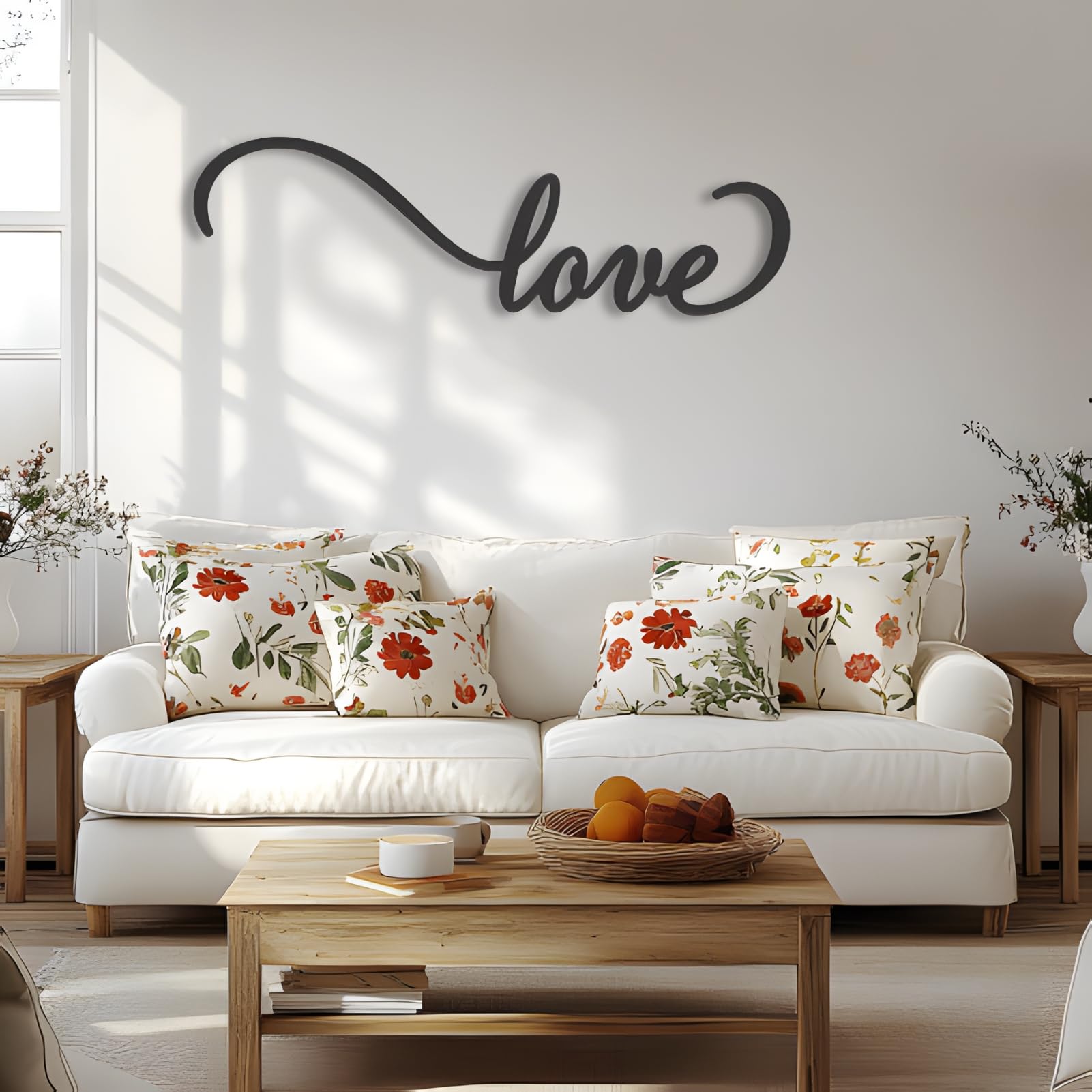 Grande Decorazione murale Astratta in Metallo con la Scritta Love, Ideale per Soggiorno e Camera da Letto, Disponibile in Diverse Misure (20x6, 24x7, 35x11 Pollici) (60x18 cm)