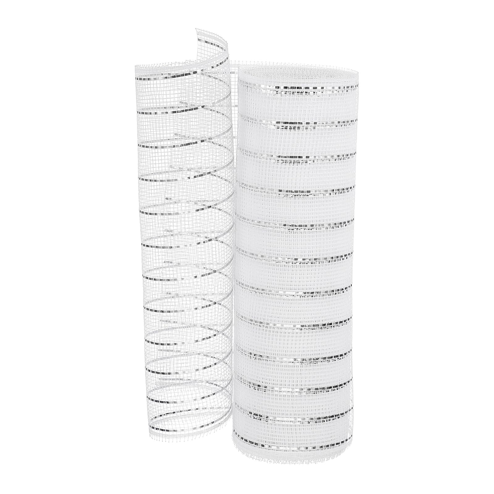 PATIKIL Decorative Mesh Ribbon, 10 Inch x 10 Yard Mesh Ribbon Roll Foil Metallic for Christmas Tree Wreath Decoration White Silver