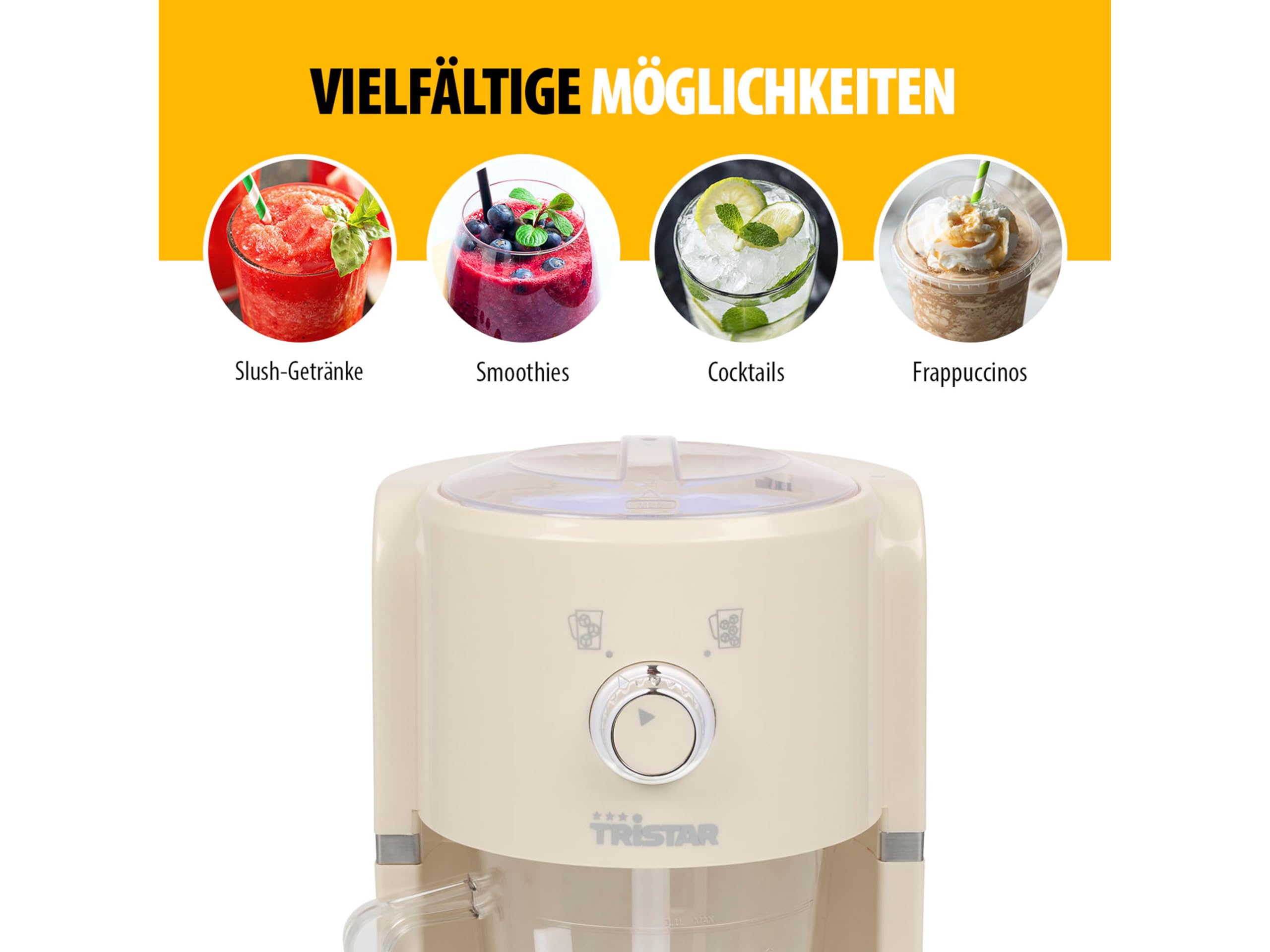 Tristar Slush maszyna do lodów - 2 rozmiary kruszonych lodów - 250 g lodu na minutę - 1,1 l nalewak - pojemnik na lód 600 ml - KD-7310