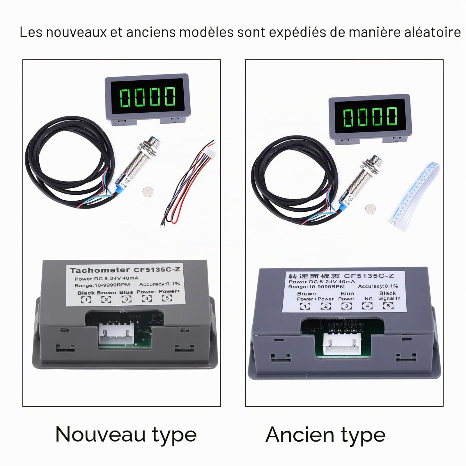 Tachymètre Numérique à 4 LED Vertes, Compteur De Vitesse RPM, Jauge De Régime Moteur, Mesure De Vitesse RPM De Haute Précision, Capteur De Commutateur De Proximité NPN Hall(#1), tachymètre moteur