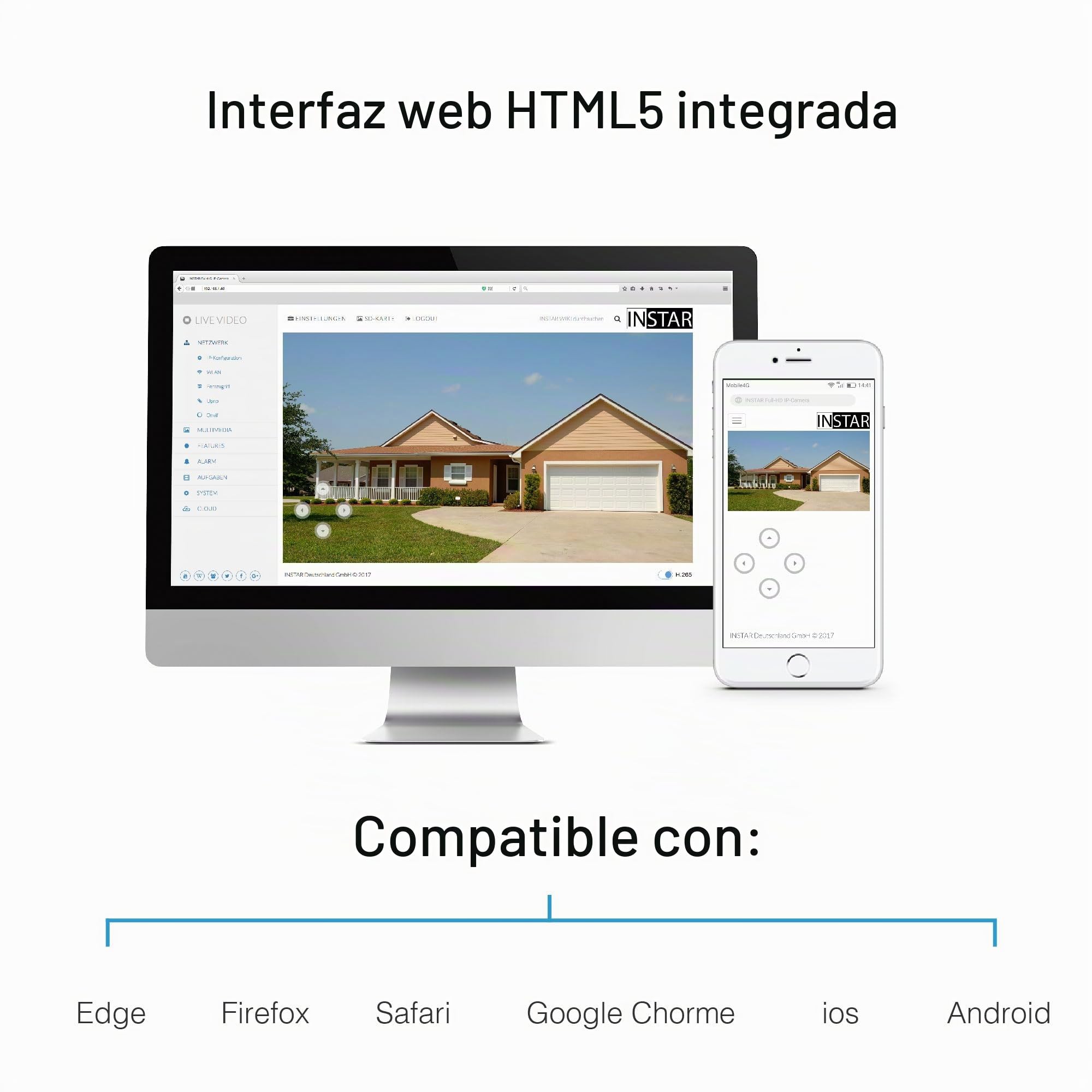 INSTAR IN-8403 2K+ PoE Blanco - Cámara de vigilancia LAN/PoE con IA (AI) - Cámara IP - Power Over Ethernet - PIR - Visión Nocturna - Uso en Interiores y Exteriores - HomeKit - MQTT