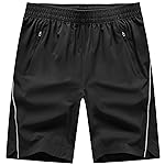 TBMPOY Men\'s Hiking Shorts Quick Dry Athletic Gym Workout Short with Zipper Pockets Black XXL