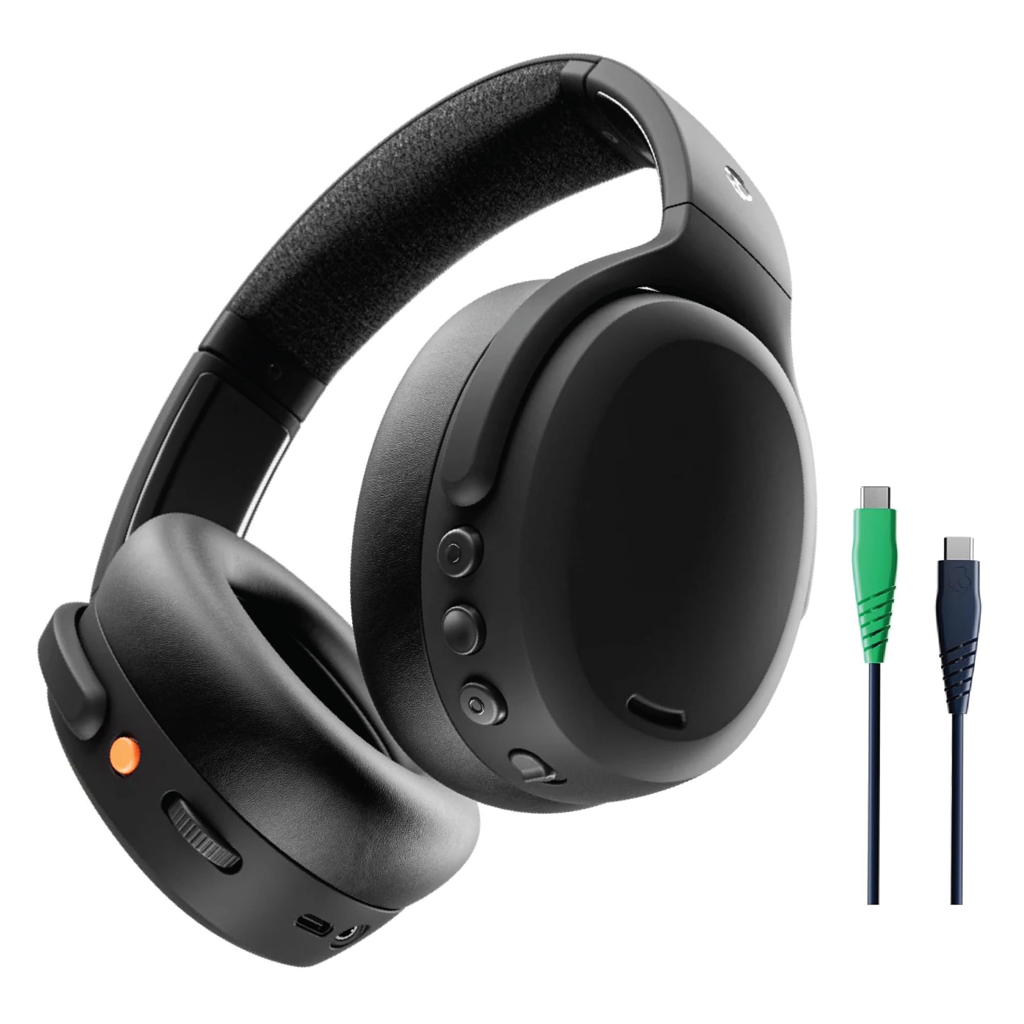 Skullcandy Crusher ANC 2 Wireless Over-Ear Bluetooth Headphones with Extra USB-C Charging Cable, Multi-Sensory Bass, Active Noise Cancelling, 60 Hours Battery, Microphone iPhone Android - True Black