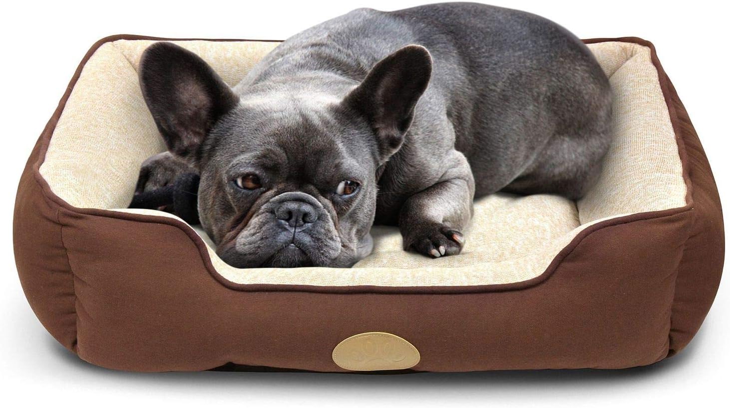 – Premium Dog or Cat Bed | Large Dog Bed Measures 30 x 23 x 7, Perfect for Pets up to 55 lbs. | 100% Polyester Pet Bed with Skid-Free Bottom | Brown